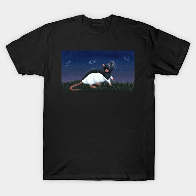 Hooded Rat Star Gazing T-Shirt by WolfySilver